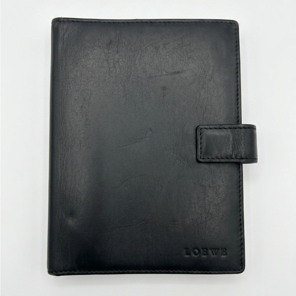 Loewe Black Leather Ringed Agenda